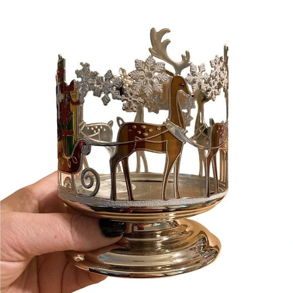 BATH & BODY WORKS Christmas Reindeer Pedestal 3-Wick Candle Holder! Retired NWT - Picture 1 of 6